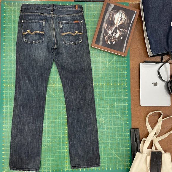 VINTAGE 7 for all mankind Slimmy distressed jeans size 32 - Picture 2 of 11